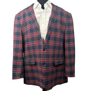 U.S. Polo Assn. Motion Stretch Plaid Blazer Men’s 50R Red Black Jacket